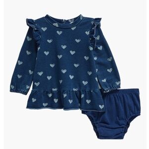 Splendid Ocean Hearts Long Sleeve Dress with bloomers, NEW WITH TAGS